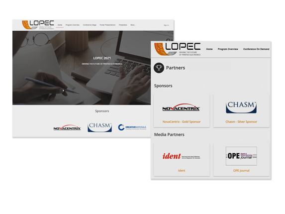 Logo on the home page and in the sponsor section