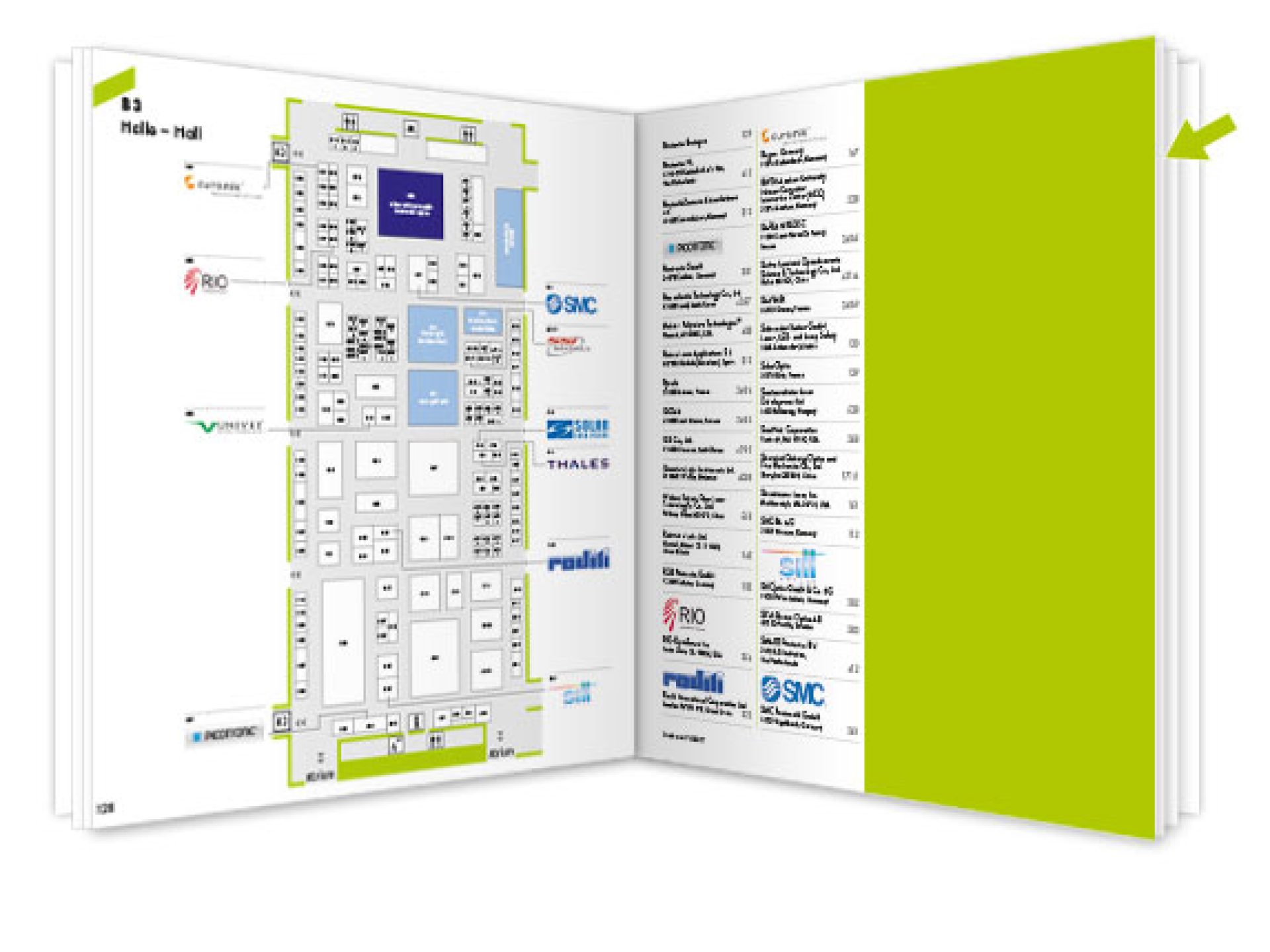 1/2 Anzeige neben dem Hallenplan