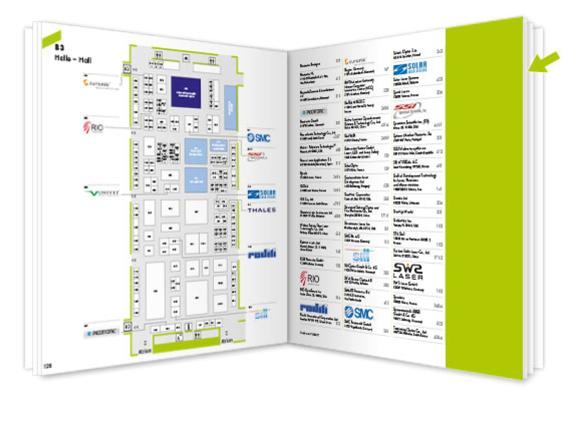 1/4 Anzeige neben dem Hallenplan