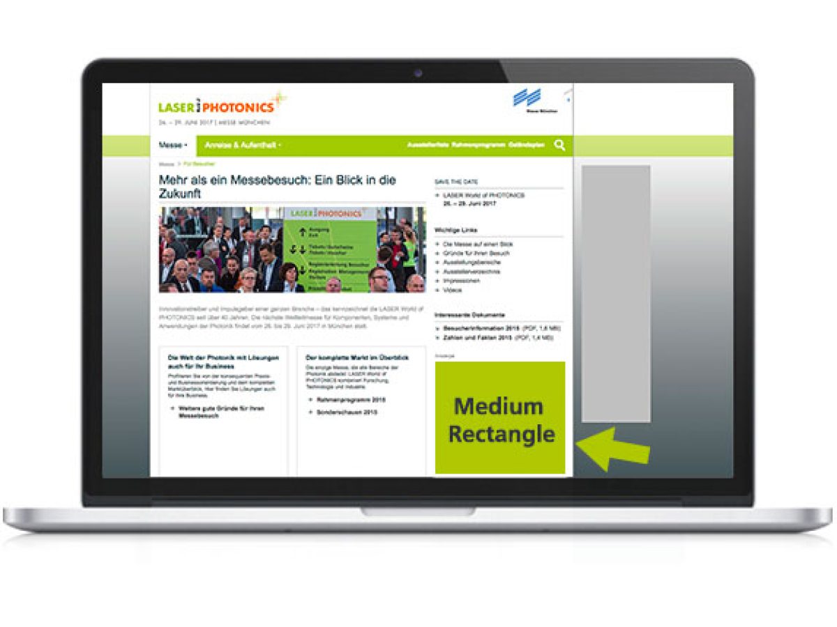 Medium Rectangle auf der Webseite