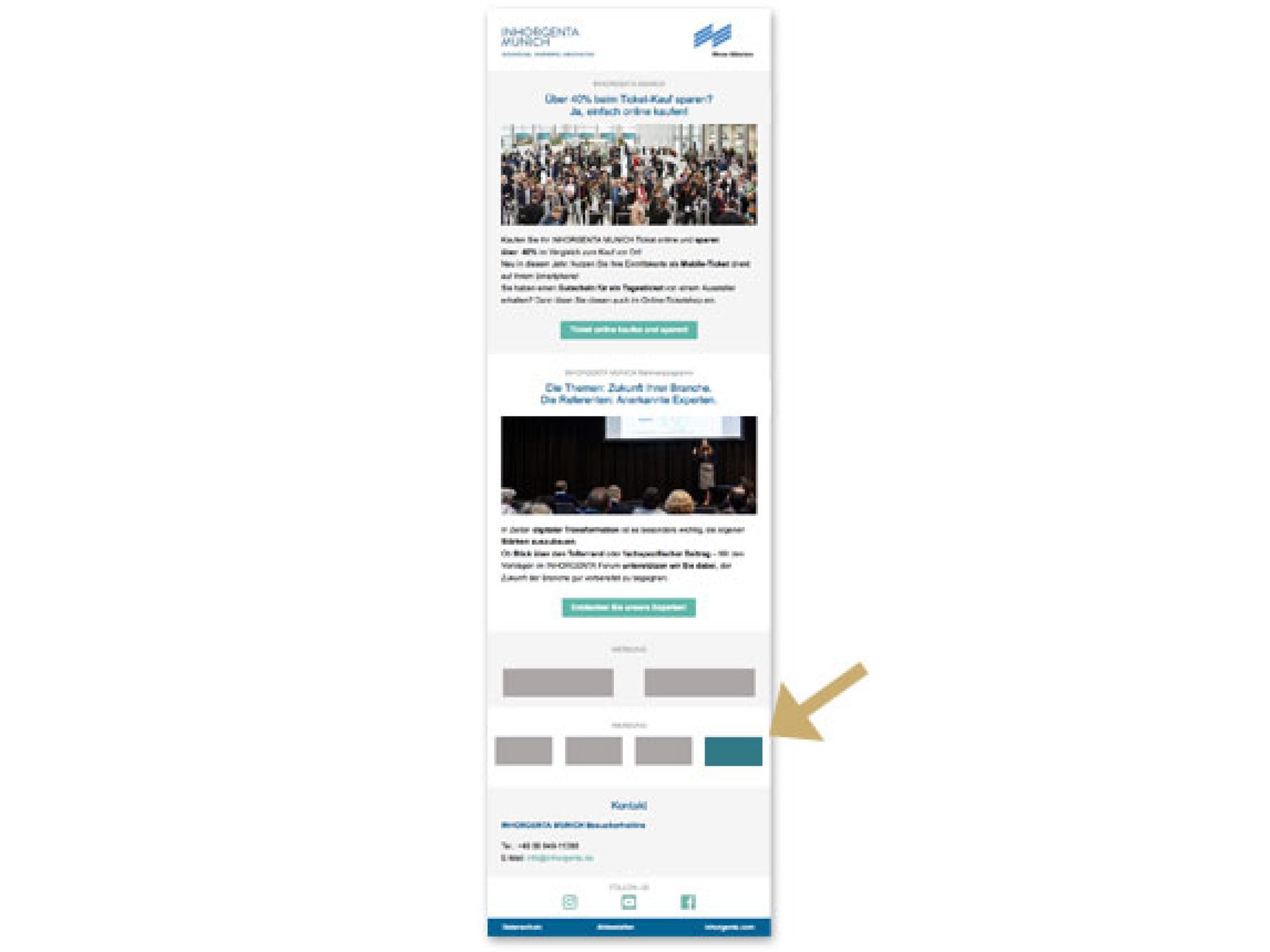 Quick link in the visitor mailing