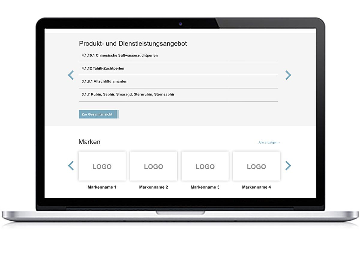 Product and brand entries on the exhibitor profile
