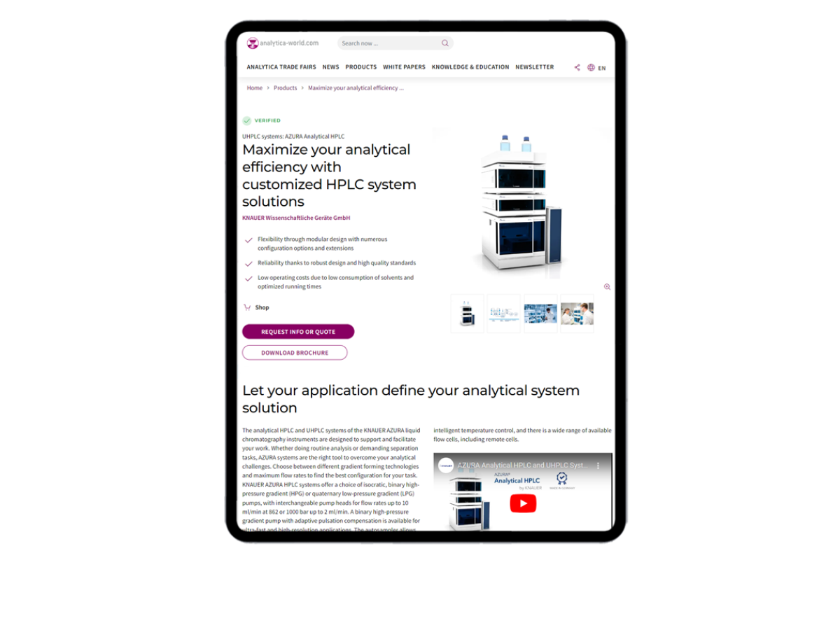 Your product innovation in the analytica Preview