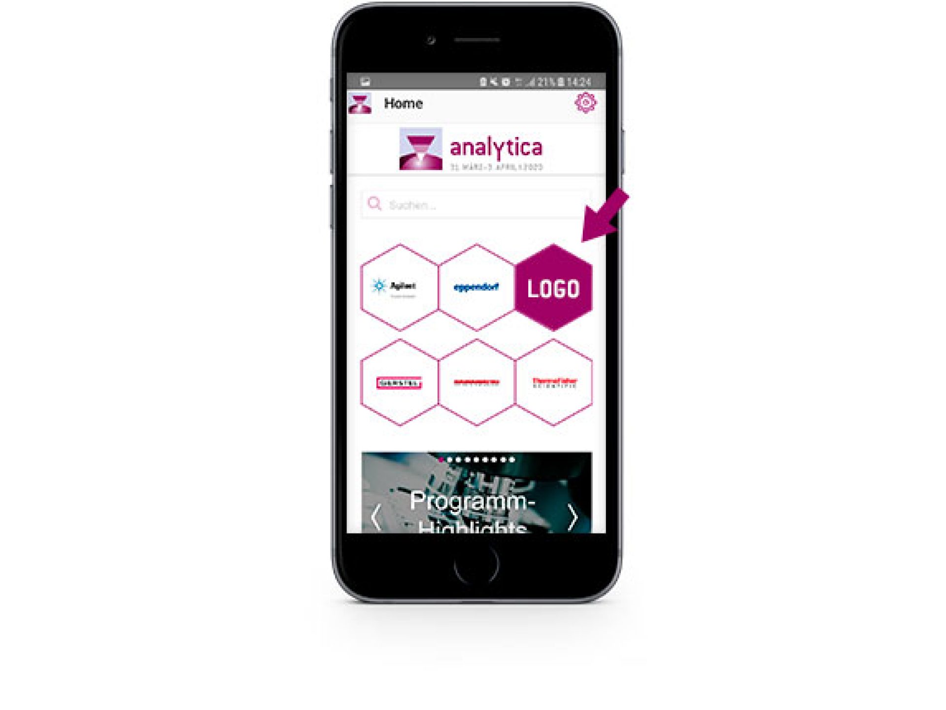 Your company logo on the start page of the app