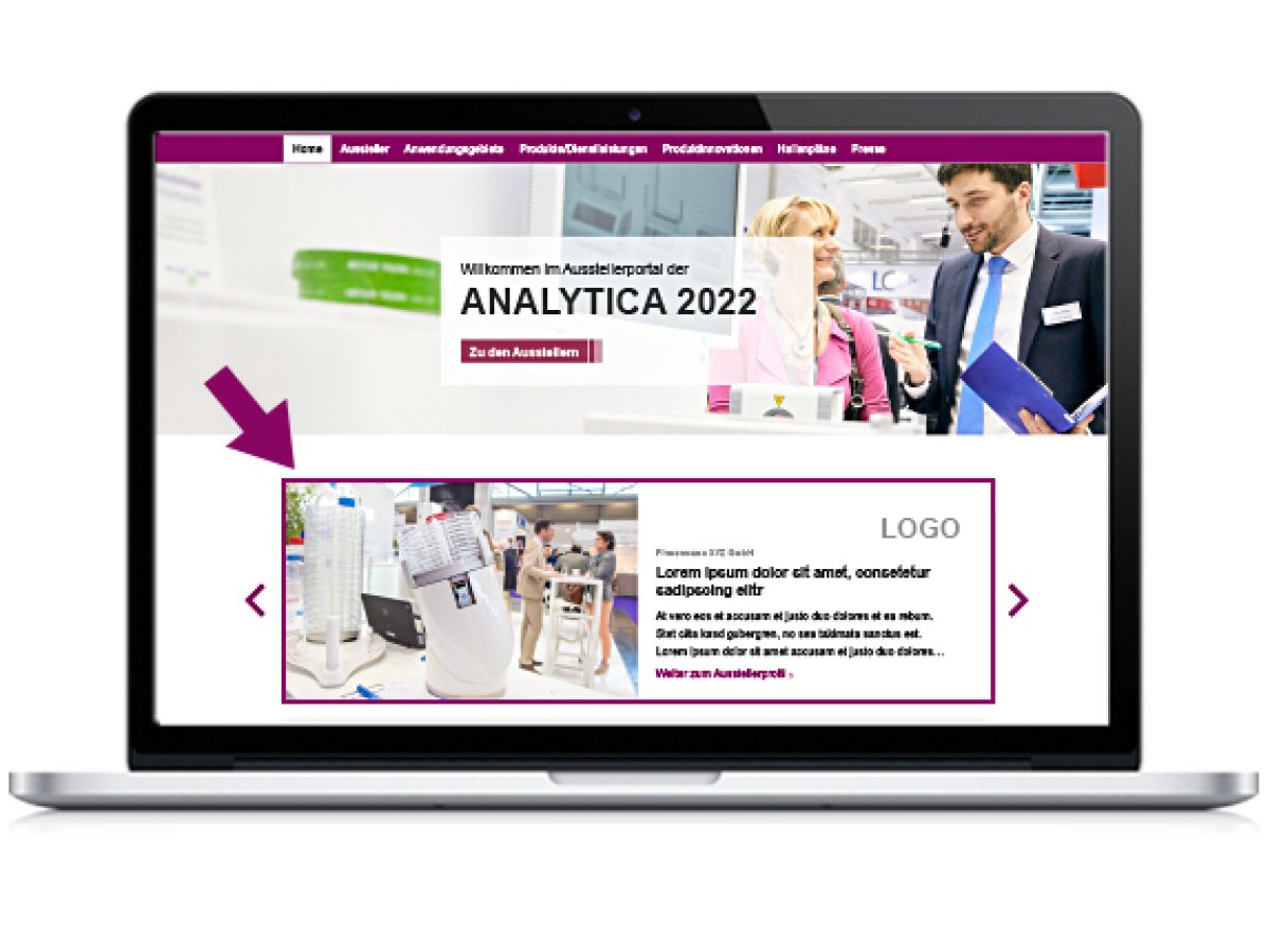 Your premium reference on the start page of the exhibitor portal