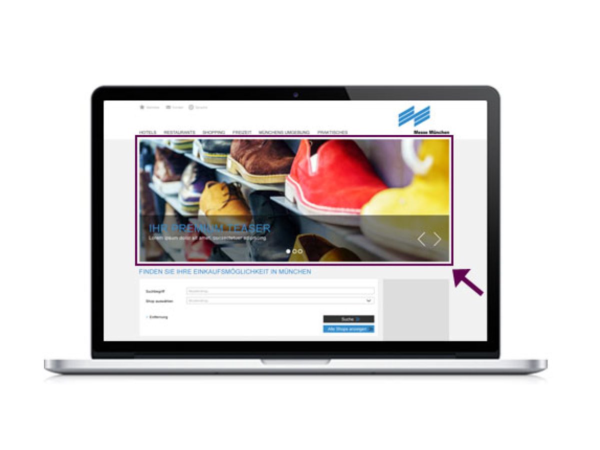 Premium-Teaser auf der Startseite der Rubrik „Shopping & Freizeit“