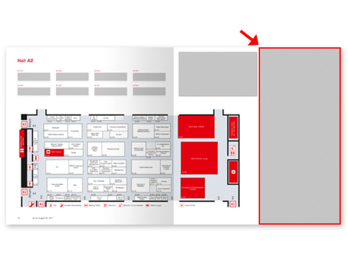 Anzeige neben dem Hallenplan (EXPO REAL Guide)