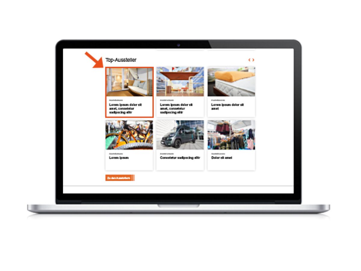Standard Teaser auf der Startseite im Ausstellerportal