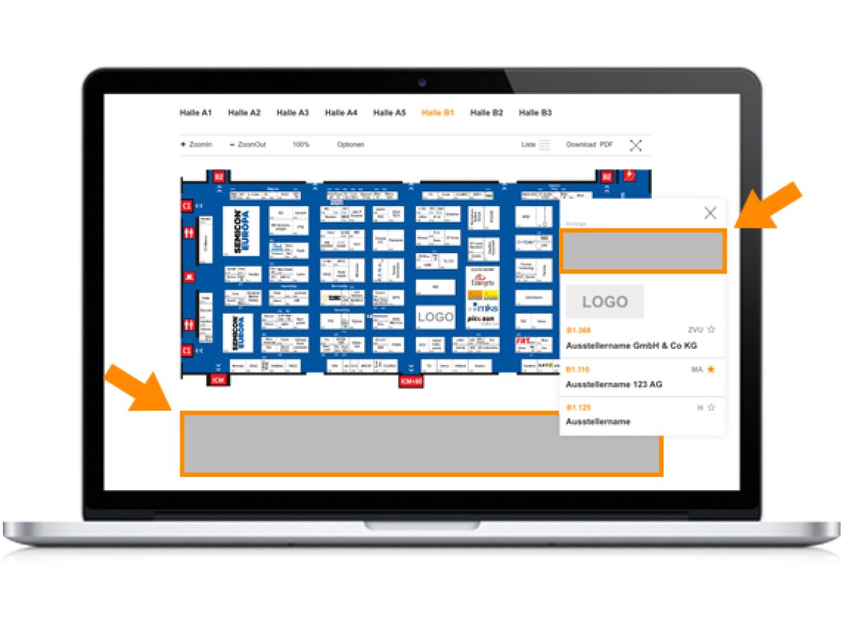 Banner in the online hall plan